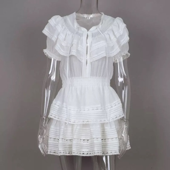 Lace dress Ruffle summer dress womens - Picture 3 of 5